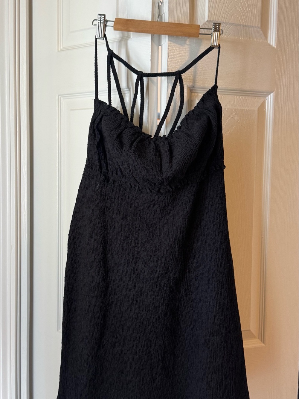Black Strappy Textured Slip Dress